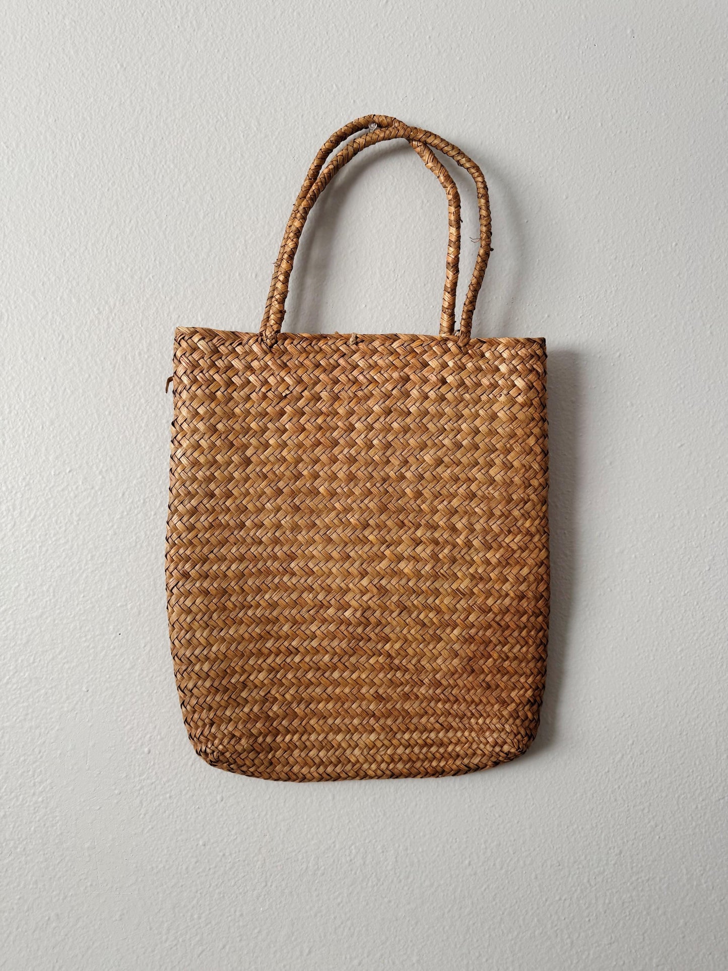 Vintage Palm Leaf Tote - Wheat