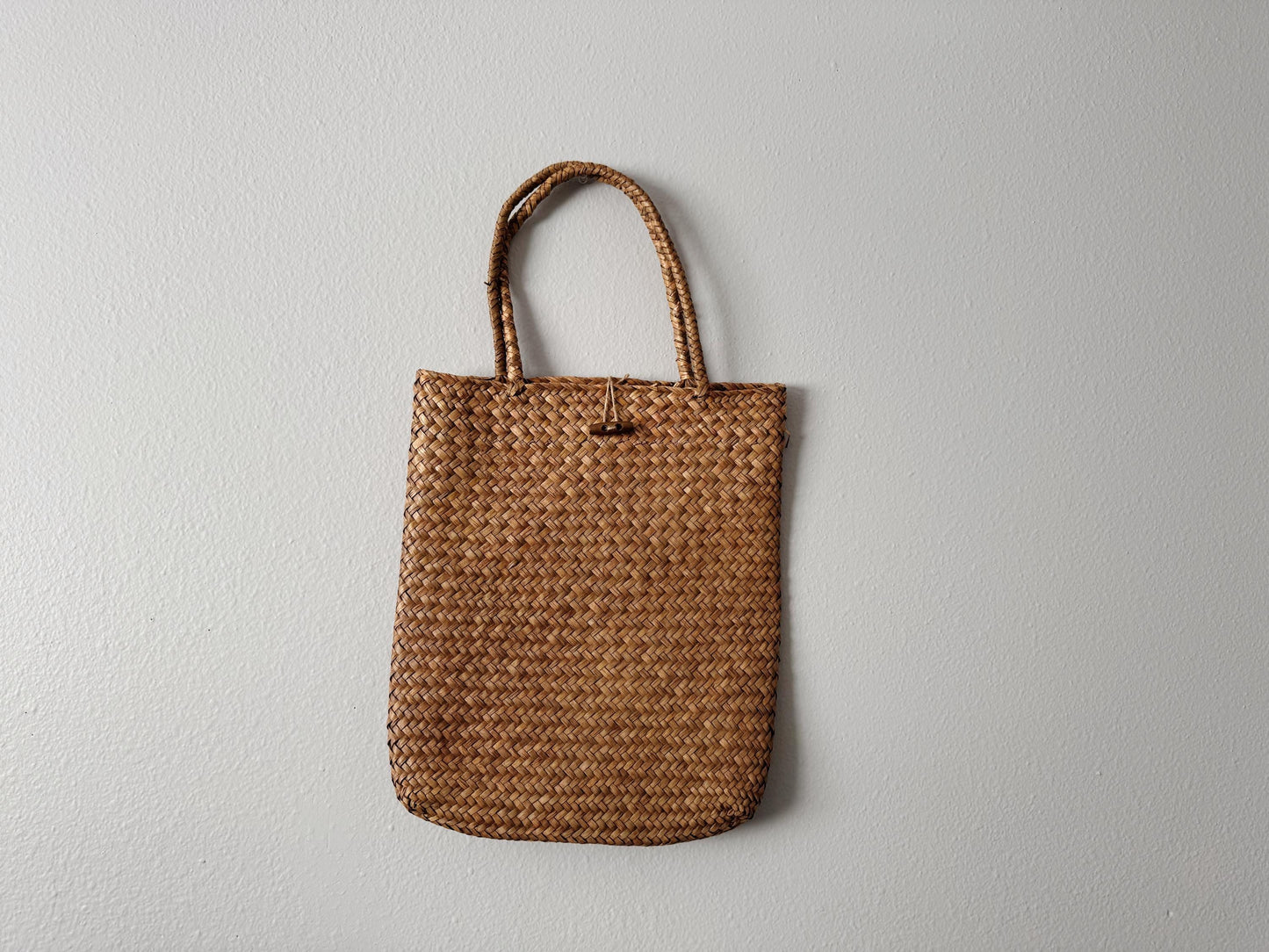 Vintage Palm Leaf Tote - Wheat