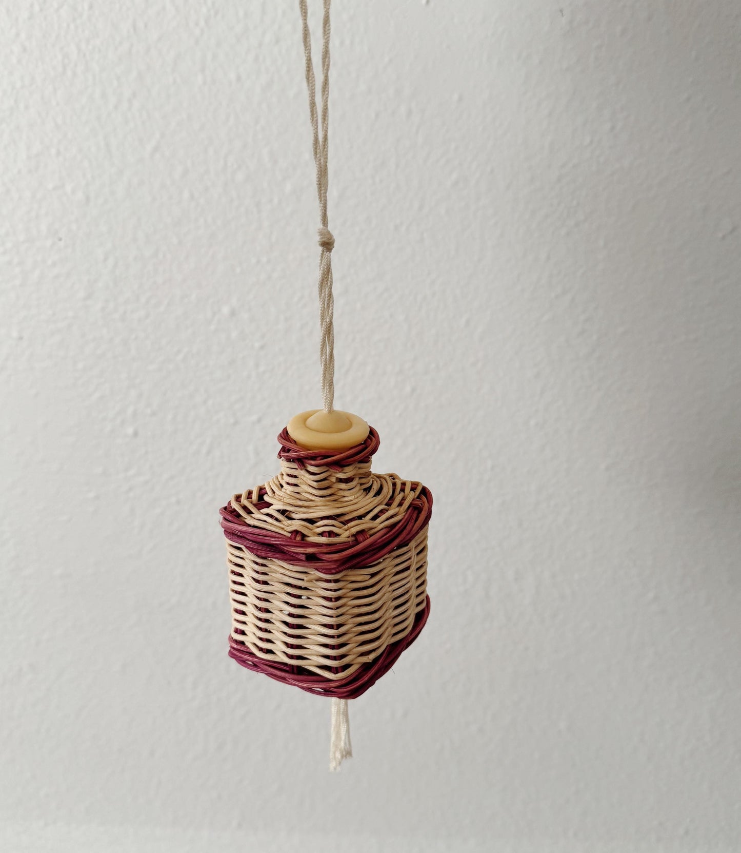 Vintage Mini Wicker Hanging Basket - Pink