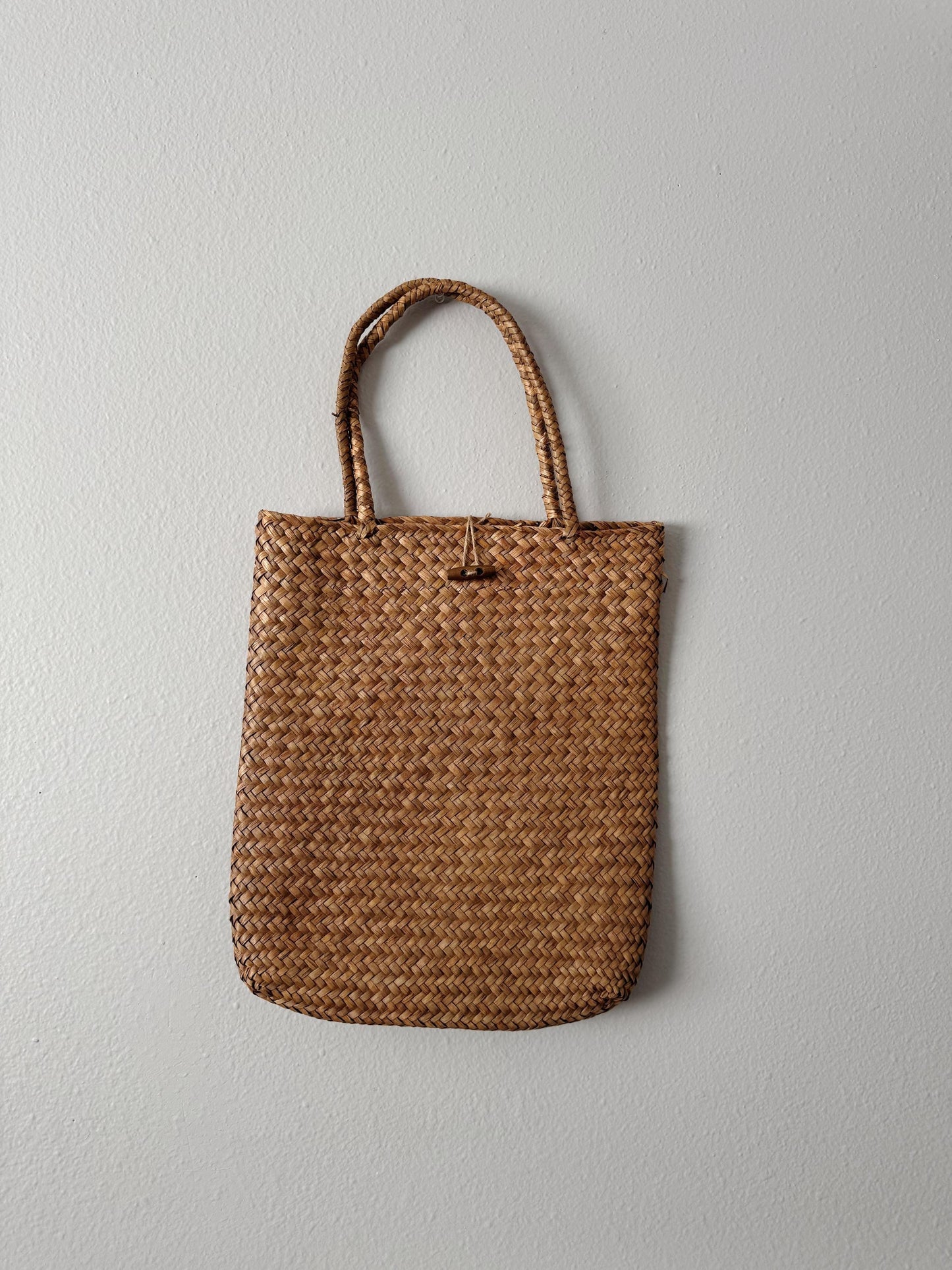 Vintage Palm Leaf Tote - Wheat