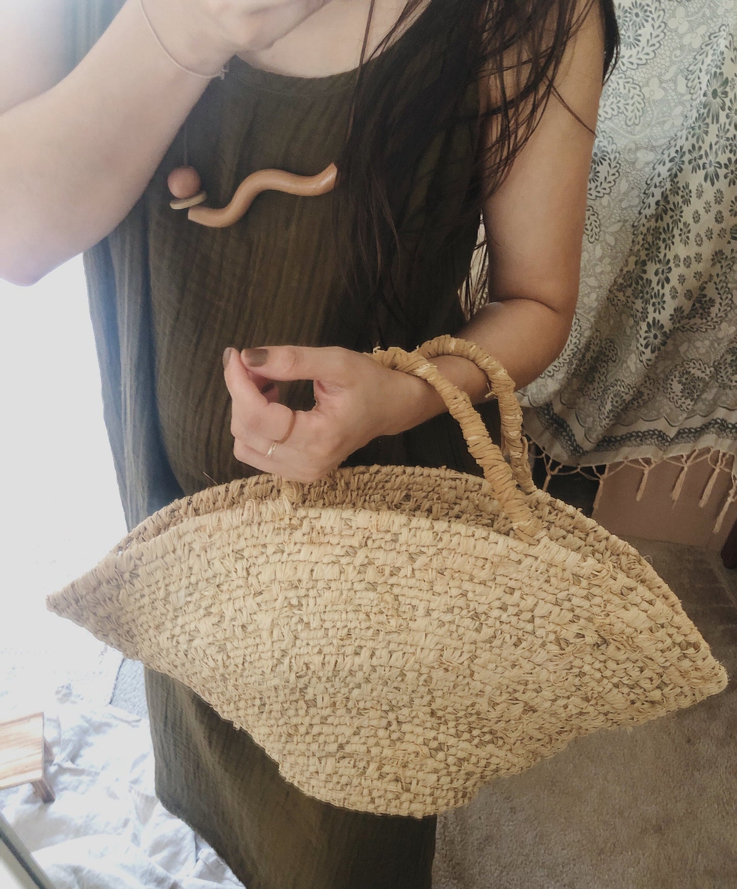 Luna Handwoven Raffia Bag